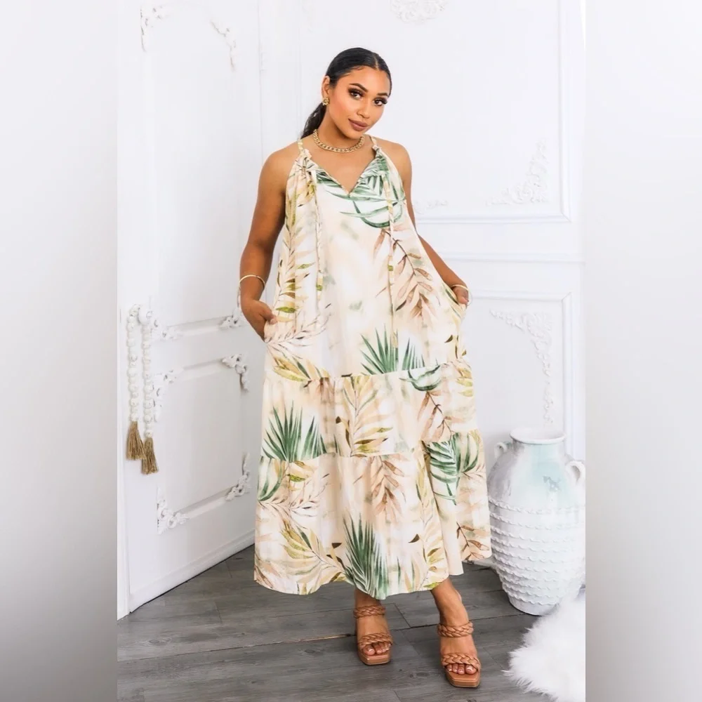 Tropical Halter Maxi Dress - Picture 6 of 7